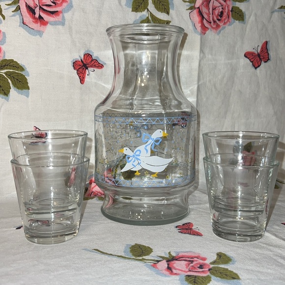 Vintage Anchor Hocking Country Goose Carafe Pitcher Jug - Picture 4 of 8